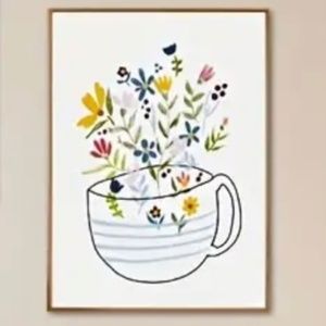 Canvas Poster - Floral Coffee Cup - Unframed 8x11